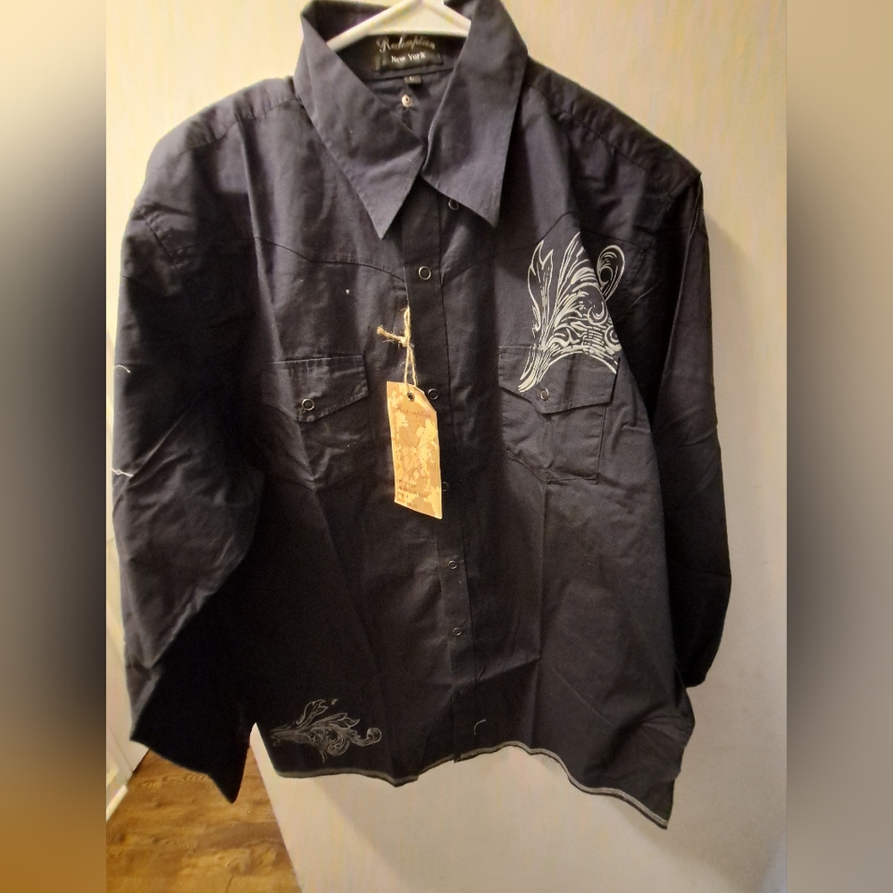 Redemption, Men's Shirt,  Long-sleeved, Size (L) Large, Color Blue, White, NWT
